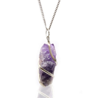 Cascade Wrapped Gemstone Necklace Rough Amethyst Pruple from B&Q