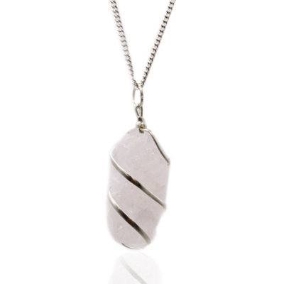 Cascade Wrapped Gemstone Necklace Rough Rose Quartz from B&Q