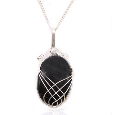 Swirl Wrapped Gemstone Necklace Onyx from B&Q