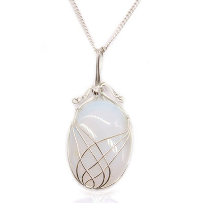 Swirl Wrapped Gemstone Necklace Opalite from B&Q