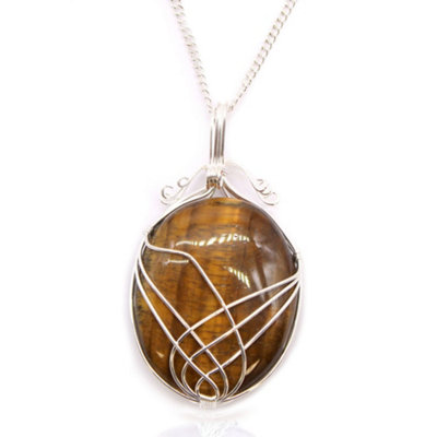 Swirl Wrapped Gemstone Necklace Tiger Eye from B&Q