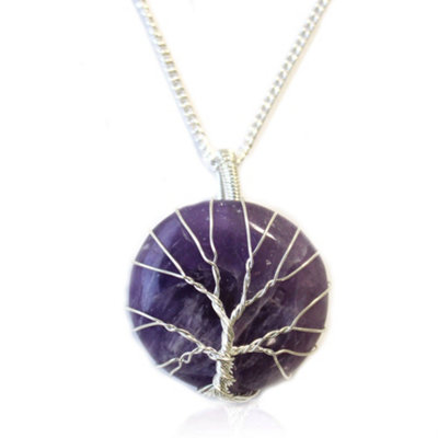 Tree Of Life Gemstone Necklace Amethyst Pruple from B&Q