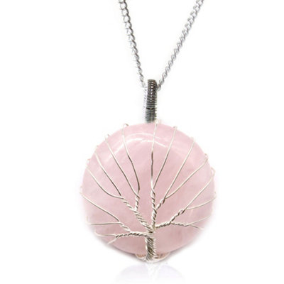 Tree Of Life Gemstone Necklace Rose Quartz from B&Q