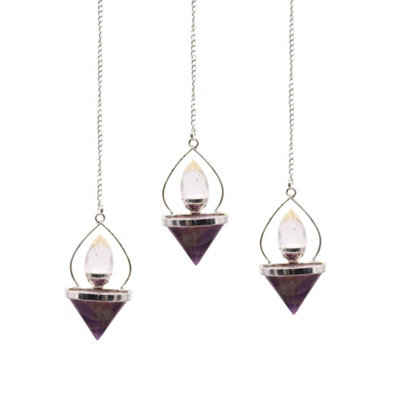 Gemstone Lantern Of Life Pendulum Amethyst & Rock Quartz from B&Q