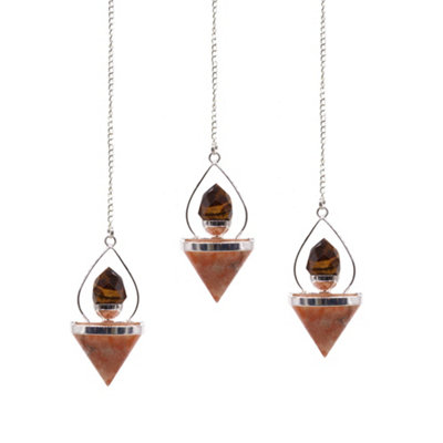 Gemstone Lantern Of Life Pendulum Sunstone & Tigereye from B&Q