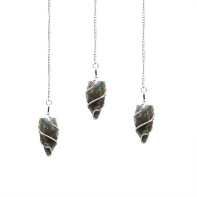 Raw Gemstone Pendulum Moss Agate from B&Q