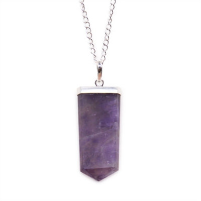 Gemstone Flat Pencil Pendant Amethyst
