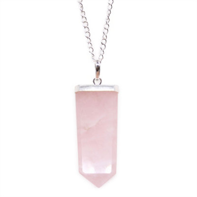 Gemstone Flat Pencil Pendant Rose Quartz