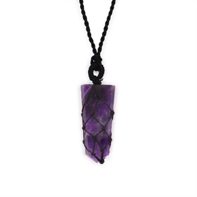 Laced Gemstone Flat Point Pendant Amethyst