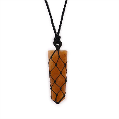 Laced Gemstone Flat Point Pendant Golden Quartz