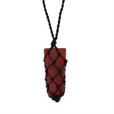 Laced Gemstone Flat Point Pendant Jasper Maroon