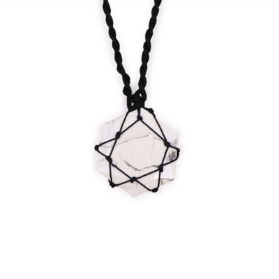 Laced Gemstone Hexagon Pendant Howlite