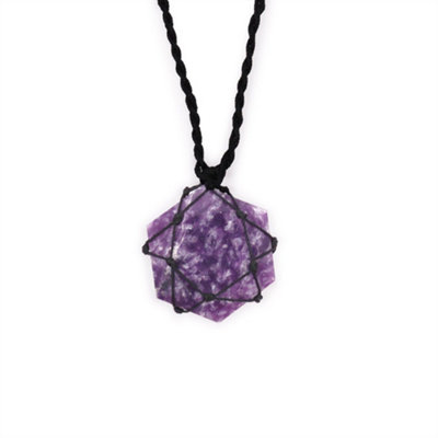 Laced Gemstone Hexagon Pendant Lepidolite