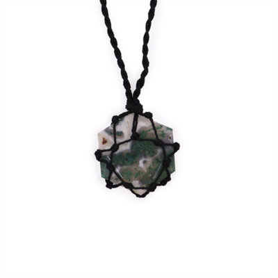 Laced Gemstone Hexagon Pendant Moss Agate from B&Q