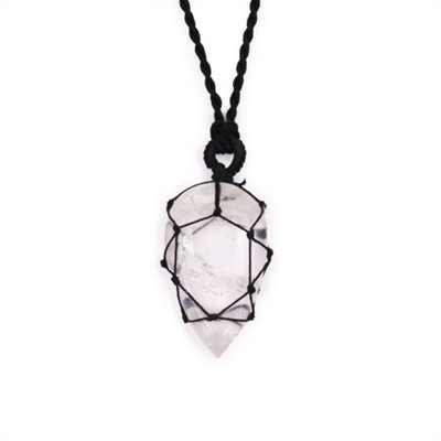 Laced Gemstone Teardrop Pendant Rock Quartz