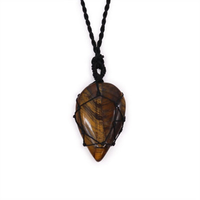 Laced Gemstone Teardrop Pendant Tigereye