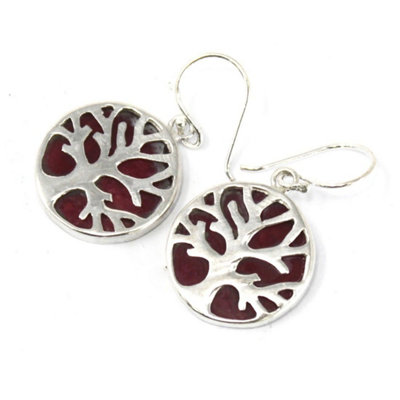 Tree Of Life Earrings 15mm Coral Effect Maroon from B&Q
