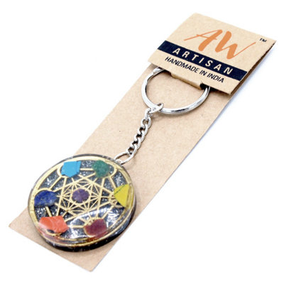  - Orgonite Power Keyring Round Seven Chakra Multicolor