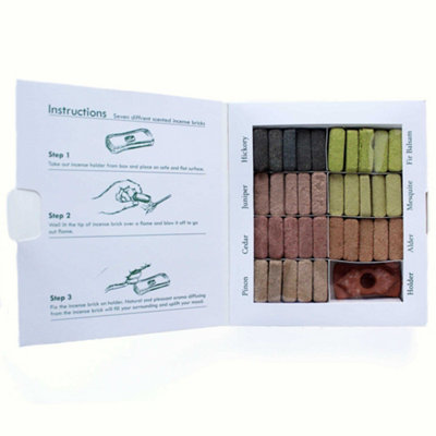 Display Set Of 70 Incense Smudge Bricks And Burner 7 Earthy Himalaya from B&Q