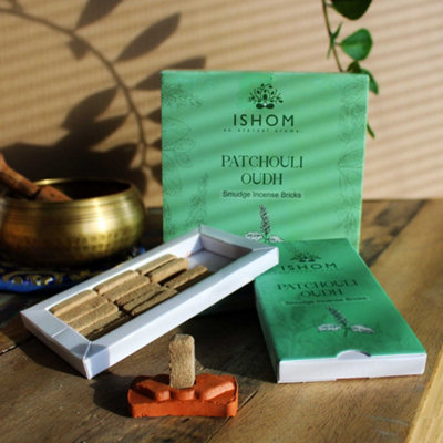 Pack Of 15 Natural Incense Smudge Bricks And Burner Patchouli Wood Gre from B&Q