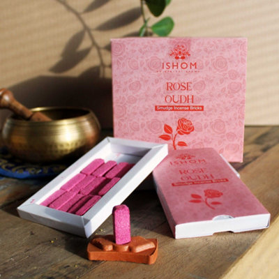 Pack Of 15 Natural Incense Smudge Bricks And Burner Rose Wood from B&Q