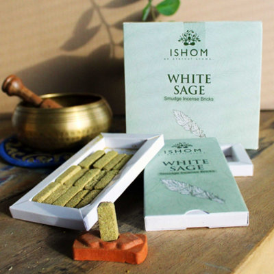 Pack Of 15 Natural Incense Smudge Bricks And Burner Sage from B&Q