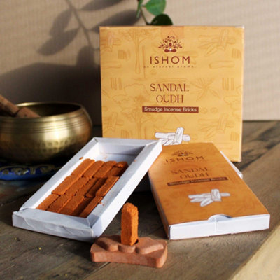 Pack Of 15 Natural Incense Smudge Bricks And Burner Sandal Wood from B&Q