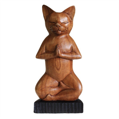 Handcarved Wooden Yoga Cats For Serenity from B&Q