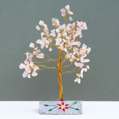 Handmade 160 Rose Quartz Gemstone Tree from B&Q