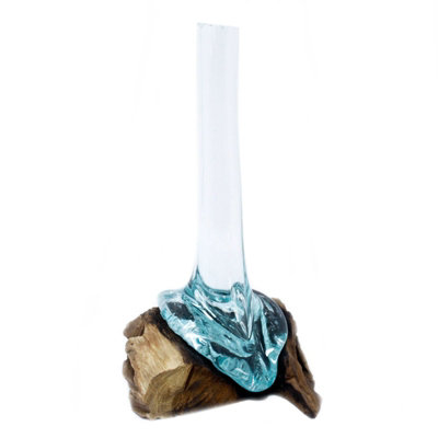Handmade Molten Glass On Wood Vase from B&Q