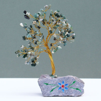 Handmade Moss Agate Gemstone Tree Decor from B&Q