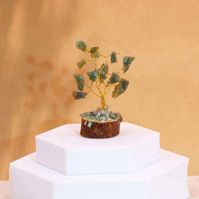Mini Gemstone Tree On Wood Base Aventurine (15 Stones) from B&Q