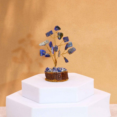 Mini Gemstone Tree On Wood Base Sodalite (15 Stones)