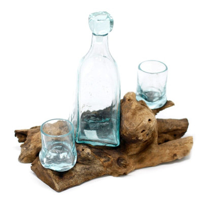 Molten Glass On Wood Whisky Set from B&Q