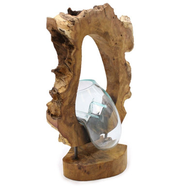 Molton Glass Hanging Art Vase On Wood from B&Q
