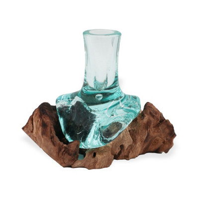 Molton Glass Small Flower Vase On Wood from B&Q