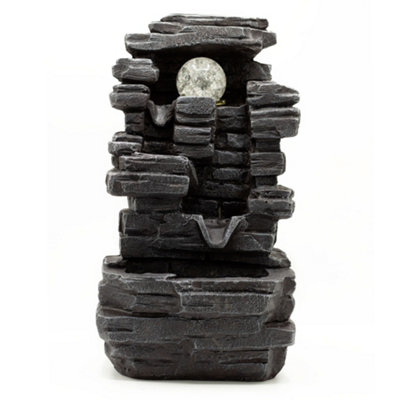 Tabletop Water Feature 35Cm Slab Rocks Formation & Crystal Ball from B&Q