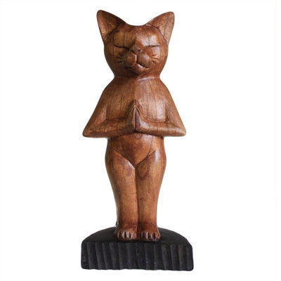 Handcarved Wooden Yoga Cat Sculptures from B&Q