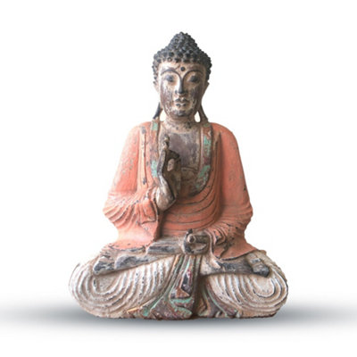 Vintage Hand Carved Buddha Statue 40Cm Teaching Transmission from B&Q
