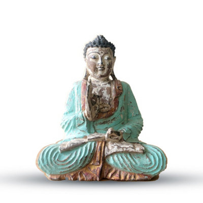 Vintage Mint Hand Carved Buddha Statue 30Cm Teaching Transmission from B&Q
