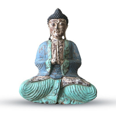 Vintage Mint Hand Carved Buddha Statue Welcome from B&Q