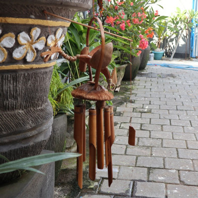 Bamboo Windchime Natural Finish Coconut Dragon from B&Q
