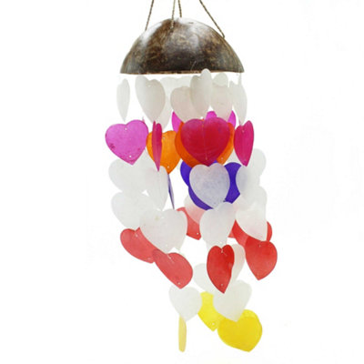 Coconut & Capiz Windchimes Big Hearts 40Cm Multicolor from B&Q