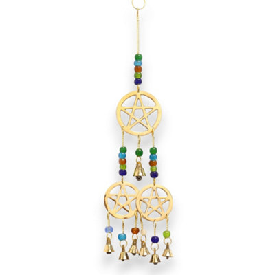 Indian Chimes Brass Tripentagram 7 Bells Gold from B&Q