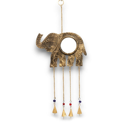 Indian Chimes Elephant Large Mirror 4 Bells Gold from B&Q
