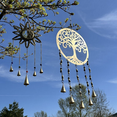 Indian Chimes Large Tree Of Life Bell Chimes Gold from B&Q