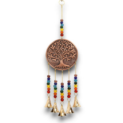 Indian Chimes Medium Tree Of Life Chakra Beads 5 Bells Gold from B&Q
