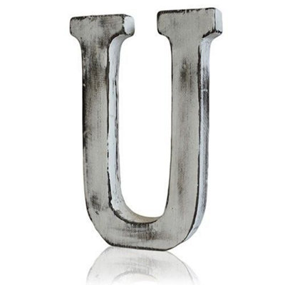 Handcrafted Shabby Chic Wooden Alphabet Letter U from B&Q