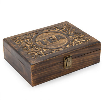  - Mango Carved Tea Box ( 12 Compartments)