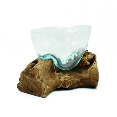 Molten Glass Arfully Misshapen Bowl On Wood from B&Q